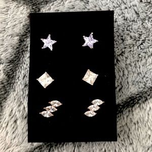 3 pair Sterling Silver stud earrings